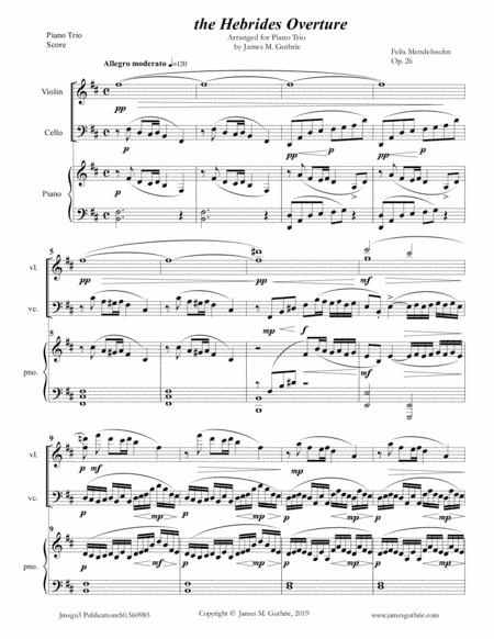 Mendelssohn: the Hebrides Overture for Piano Trio (arr. James M. Guthrie)