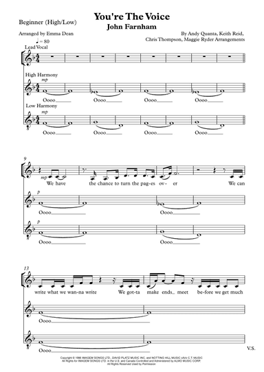 You're The Voice (arr. Emma Dean)