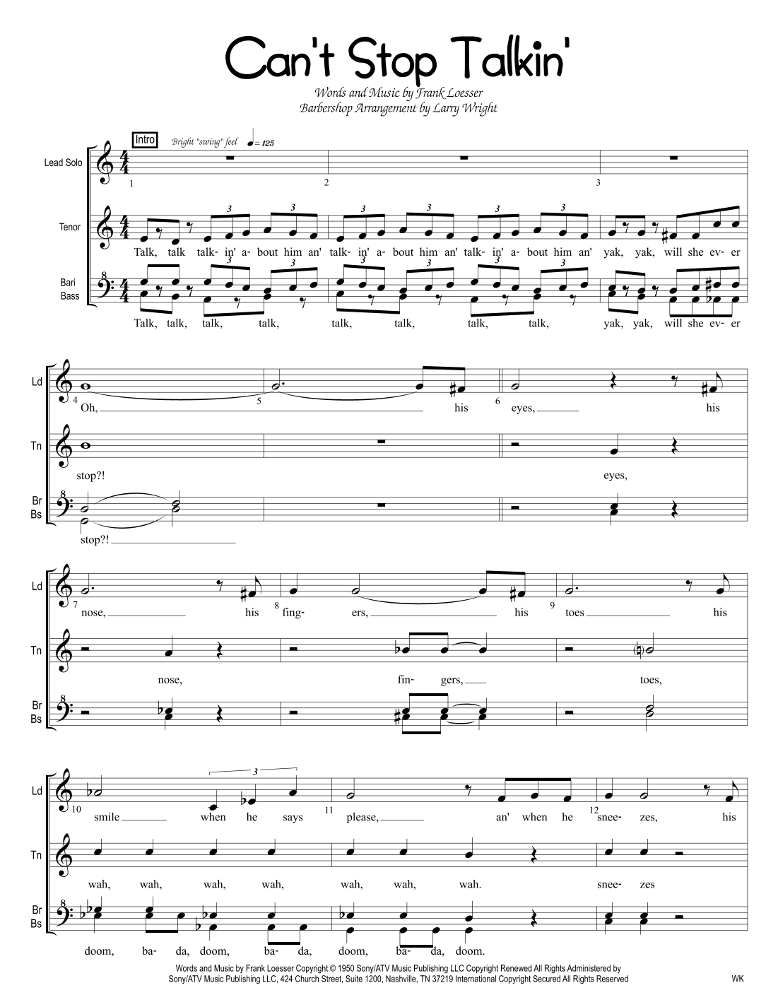 Can't Stop Talking (arr. Larry Wright)