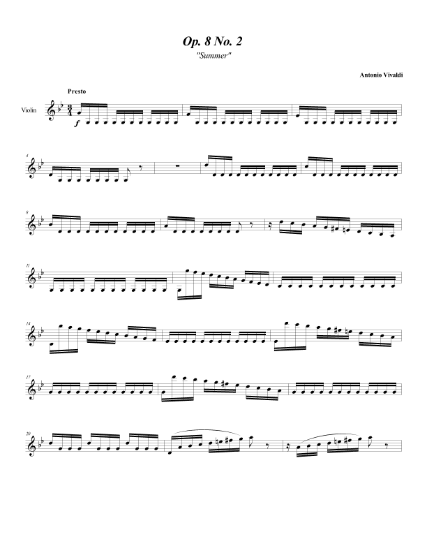 Vivaldi Summer, presto (arr. Diego Willian)
