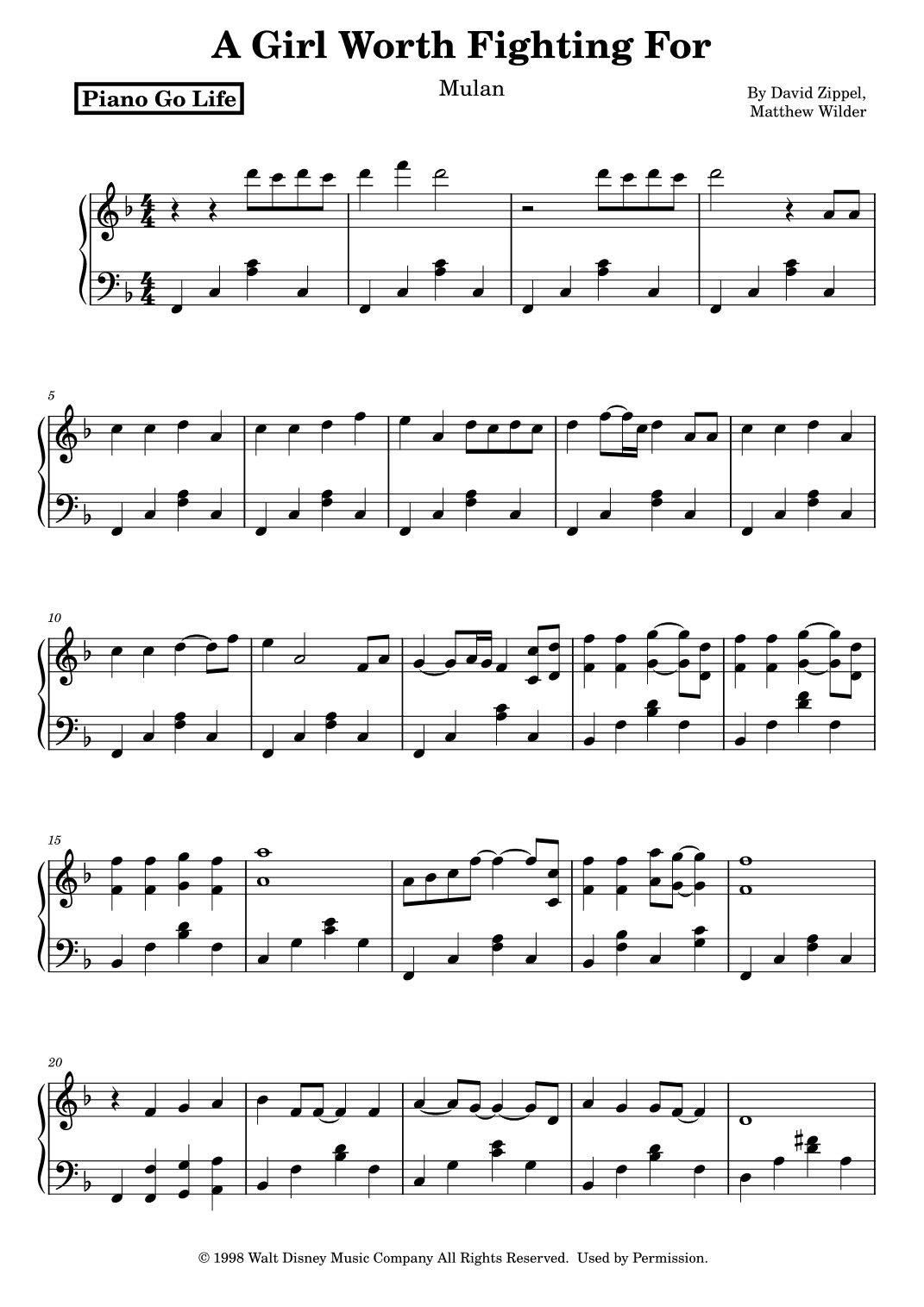 A Girl Worth Fighting For (arr. Piano Go Life)