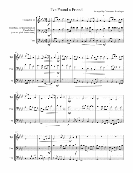 I've Found a Friend - brass trio (arr. Christopher Schwinger)