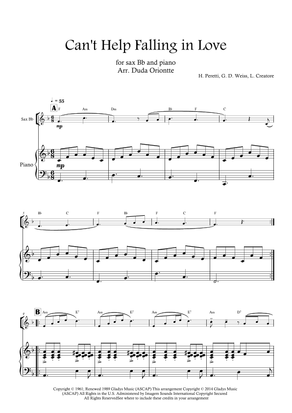 Can't Help Falling In Love (arr. Duda Oriontte)