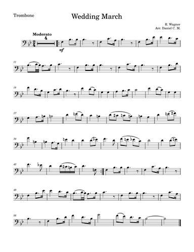 Wedding march by Wagner for trombone (easy) (arr. Daniel C. M.)