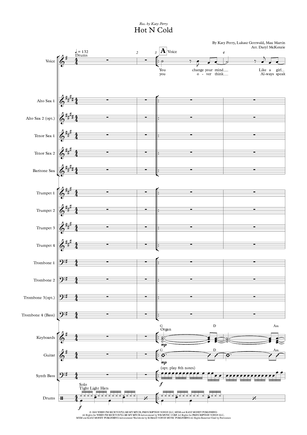 Hot N Cold (arr. Daryl McKenzie)