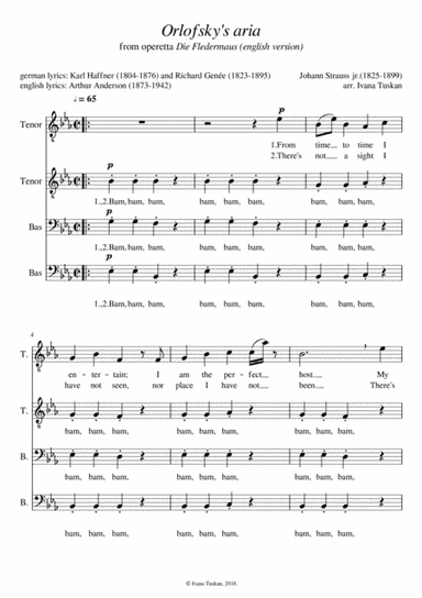 Orlofsky's aria (Die Fledermaus), TTBB a cappella (arr. Ivana Tuskan)
