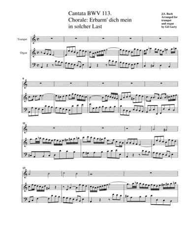 Chorale: Erbarm' dich mein in solcher Last from Cantata BWV 113 (arrangement for tumpet and organ) (arr. Gil Garty)