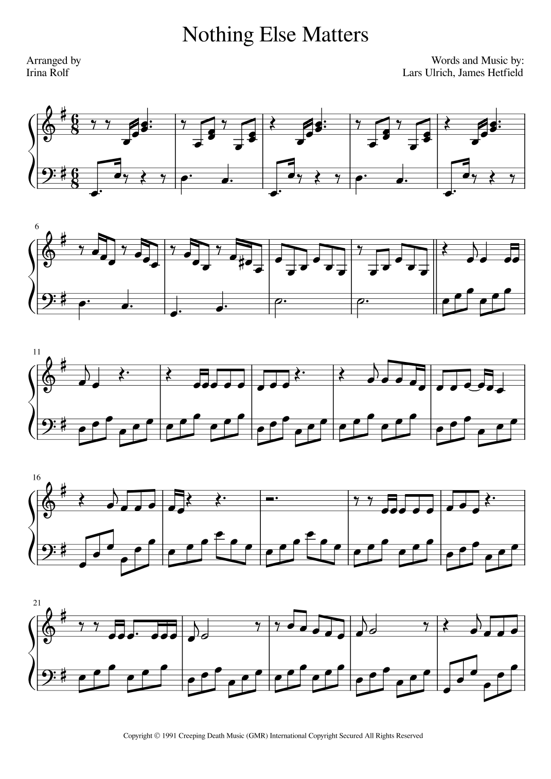 Nothing Else Matters (arr. Irina Rolf)