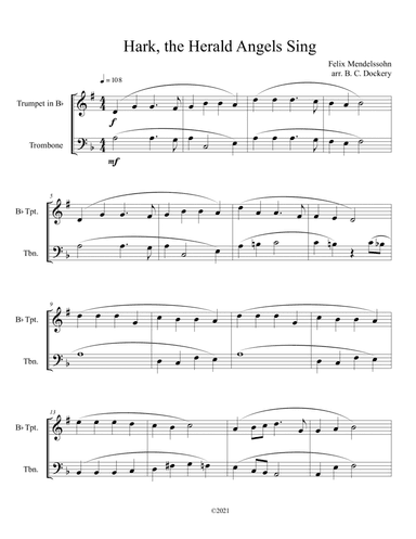 Hark, the Herald Angels Sing (Trumpet and Trombone Duet) (arr. B. C. Dockery)