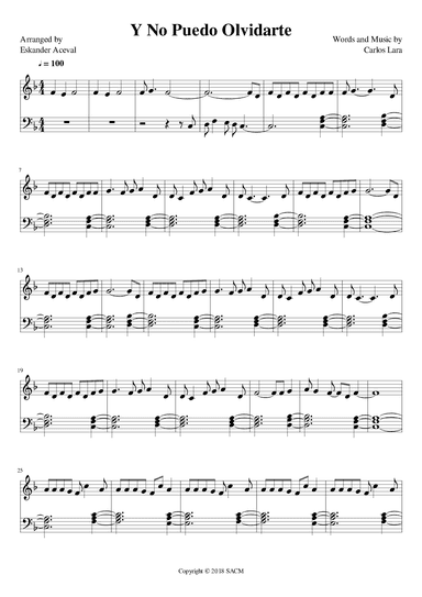 Y No Puedo Olvidarte (arr. Eskander Aceval)
