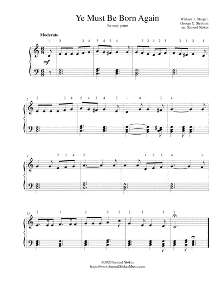 Ye Must Be Born Again - for easy piano (arr. Samuel Stokes)