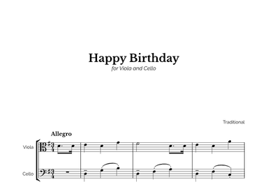 Happy Birthday for Viola and Cello (arr. Marcos Soares)