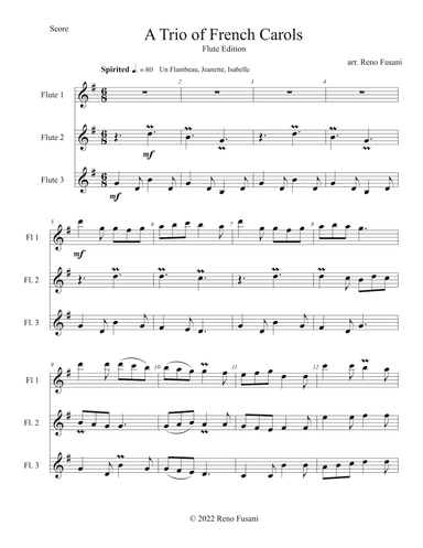 A Trio of French Carols (Flute Edition) (arr. Reno Fusani)
