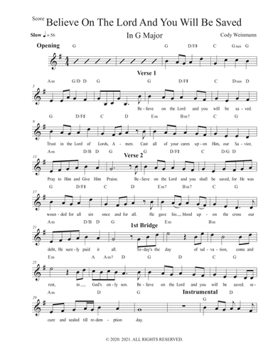 Believe On The Lord And You Will Be Saved