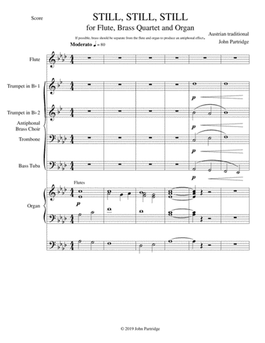 Still, Still, Still arranged for Flute, Brass and Organ - Score and Parts (arr. John Partridge)