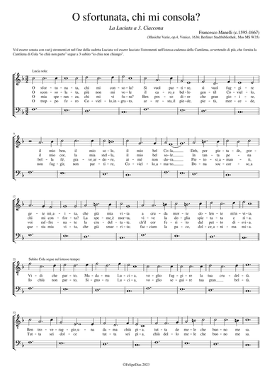 O sfortunata, chi mi consola? (La Luciata a 3. Ciaccona) (arr. Early Music Scores)