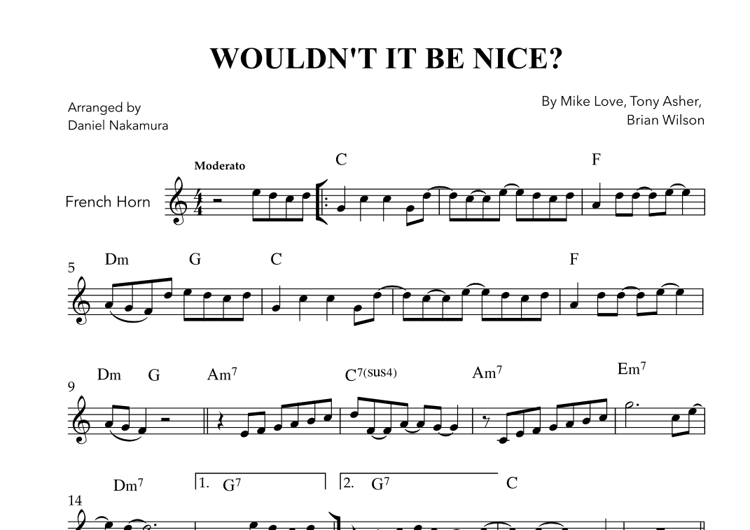 Wouldn't It Be Nice (arr. Daniel Nakamura)