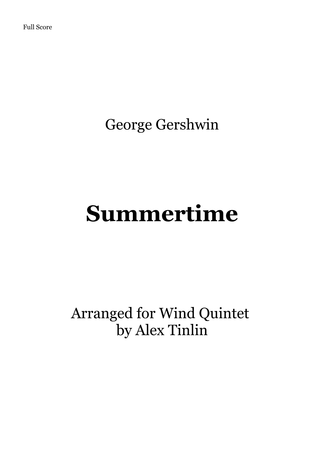 Summertime (arr. Alex Tinlin)