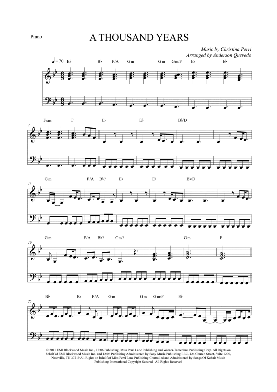 A Thousand Years (arr. Anderson Quevedo)