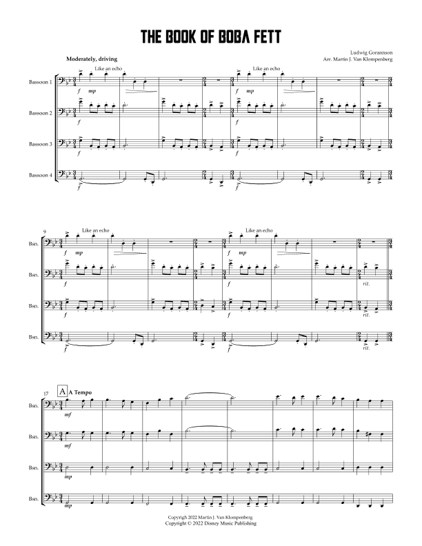 The Book Of Boba Fett Main Title Theme (arr. Martin J. Van Klompenberg)