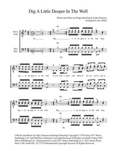 Dig A Little Deeper In The Well (arr. Jay Althof)