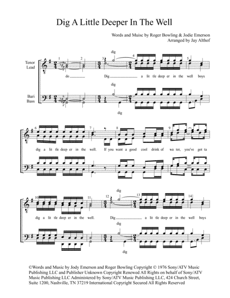 Dig A Little Deeper In The Well (arr. Jay Althof)