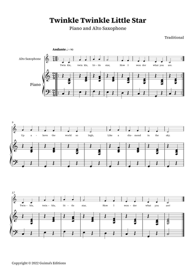 Twinkle Twinkle Little Star (arr. Guima's Editions)