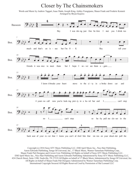 Closer (arr. Bryan Kujawa)