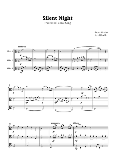 Silent Night for Viola Trio (arr. Rika K.)