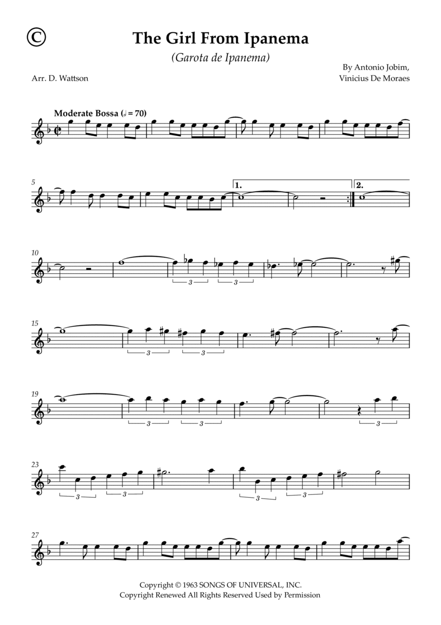 Garôta De Ipanema (arr. Douglas Wattson)