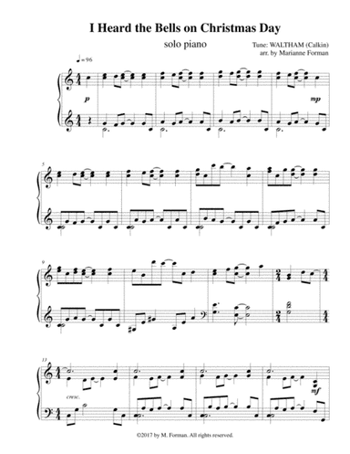 I Heard the Bells on Christmas Day (piano solo) (arr. Marianne Forman)