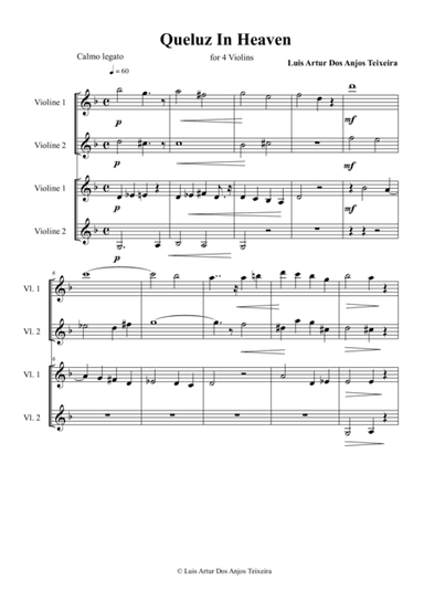 Queluz In Heaven for 4 Violins
