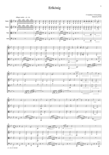 Schubert  Erlkonig (Erl King), for string quartet, CS006 (arr. E. Gruenberg)