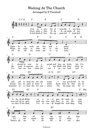 Waiting At The Church (arr. F Turnbull)