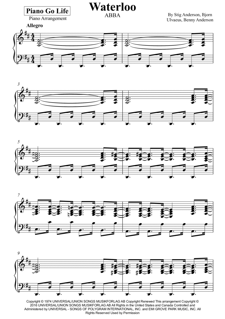 Waterloo (arr. Piano Go Life)