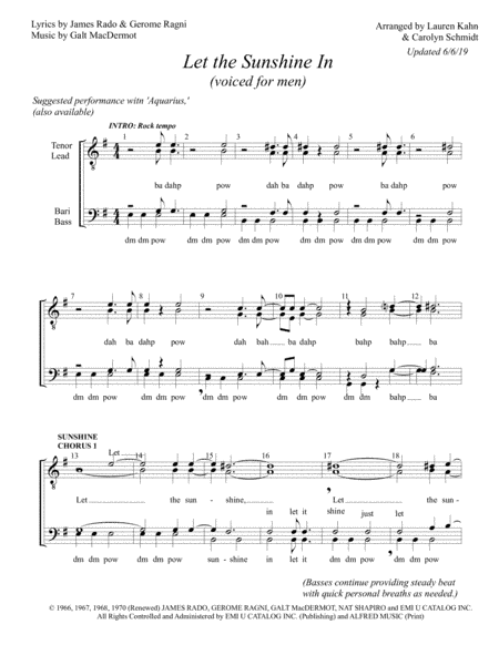 Let The Sunshine In (arr. Carolyn Schmidt)