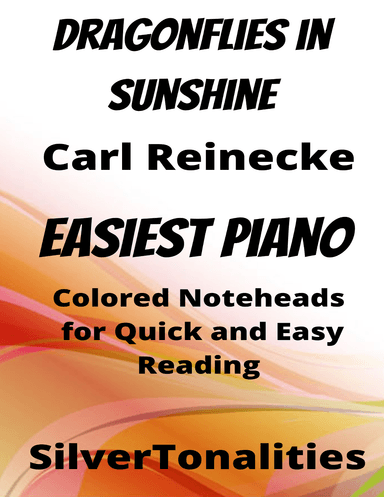 Dragonflies in Sunshine Easiest Piano Sheet Music with Colored Notation (arr. SilverTonalities)