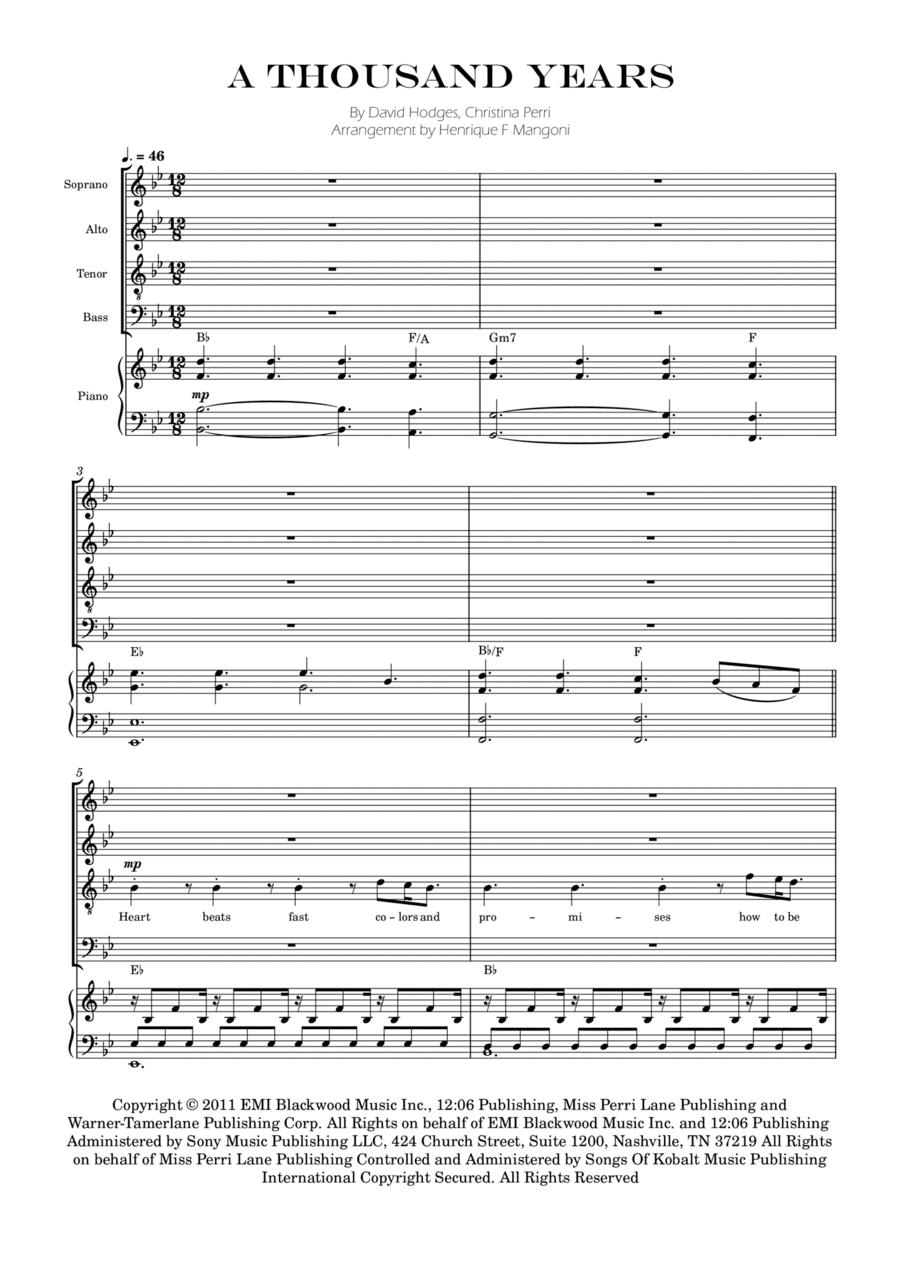 A Thousand Years (arr. Henrique F Mangoni)