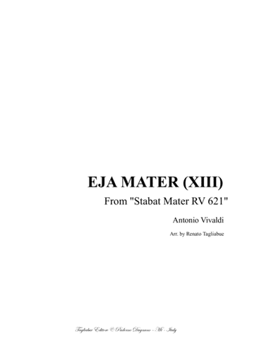 EJA MATER (XIII) - (From Stabat Mater- RV 621) - For Alto,and Organ 3 staff (arr. Renato Tagliabue)