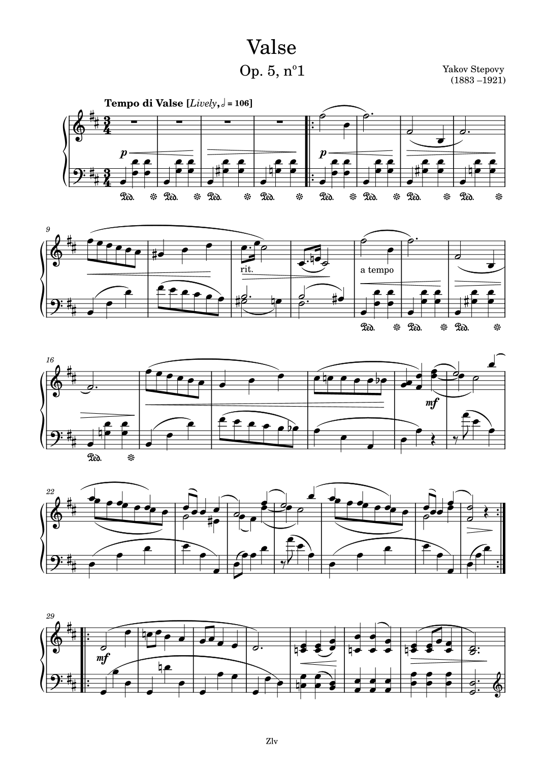 Valse, op.5 No.1 (arr. Zellev)