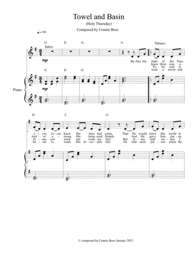 Towel and Basin - Holy Thursday - solo and piano