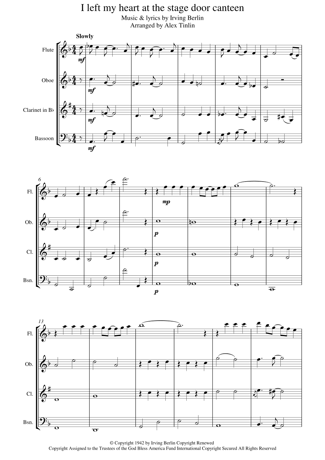 I Left My Heart At The Stage Door Canteen (arr. Alex Tinlin)