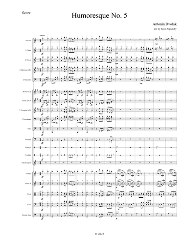 Dvorák Humoresque No. 5, arranged for Orchestra (SCORE ONLY) - Score Only (arr. Jason Popalisky)