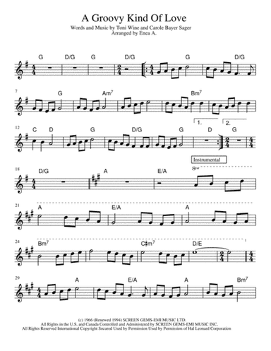 A Groovy Kind Of Love (arr. Enea A.)
