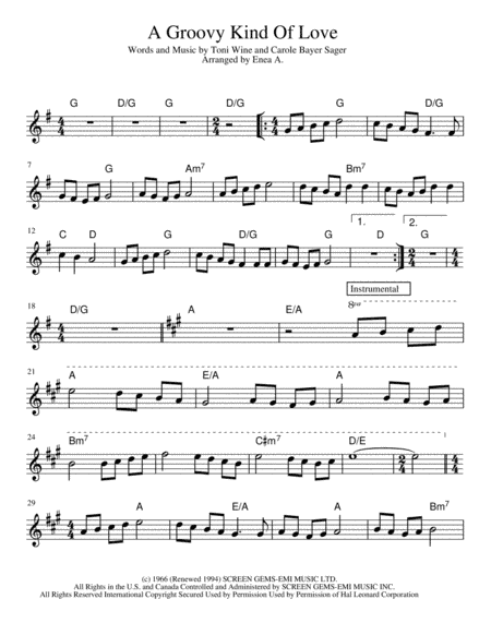 A Groovy Kind Of Love (arr. Enea A.)