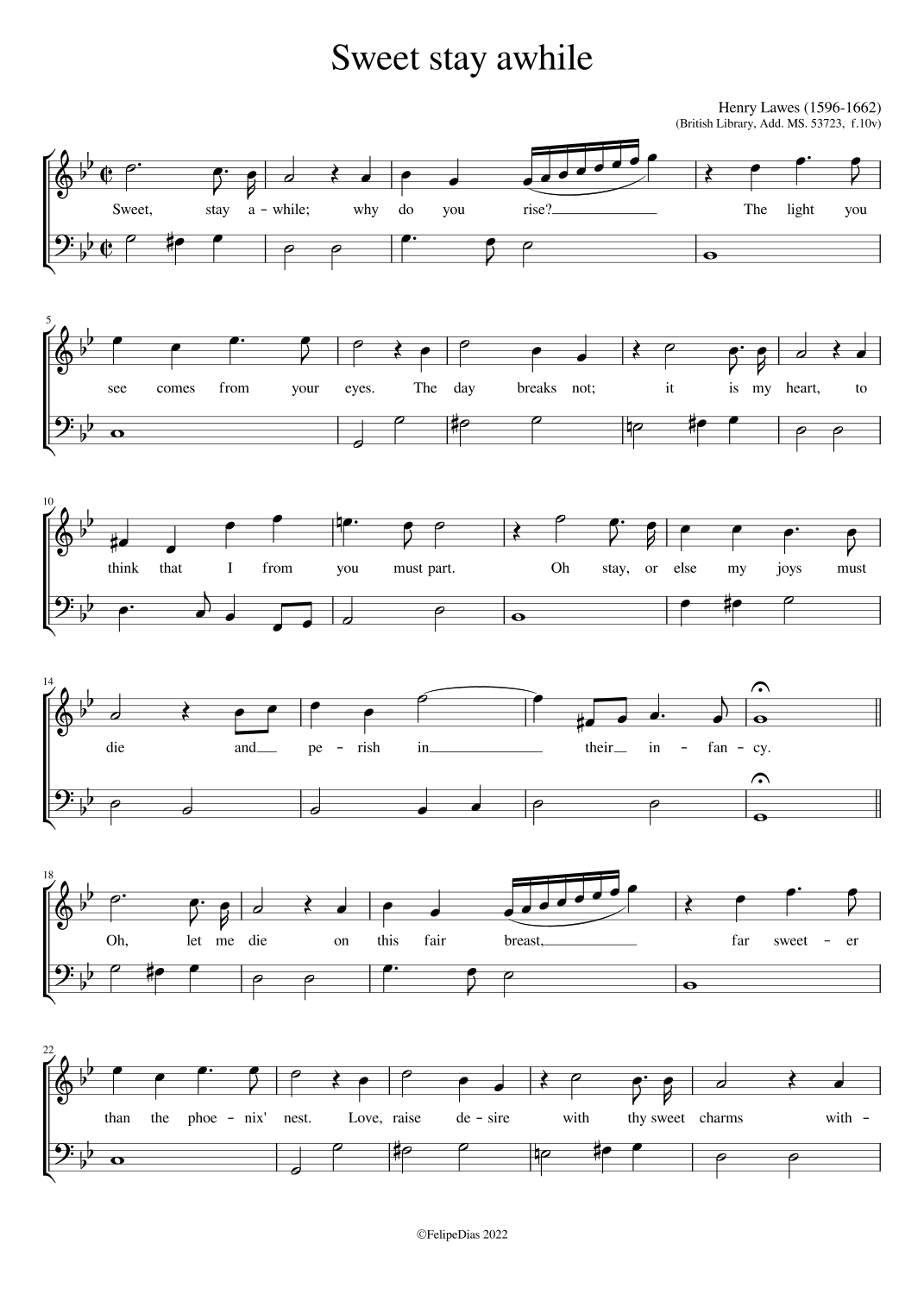 Sweet stay awhile (arr. Early Music Scores)