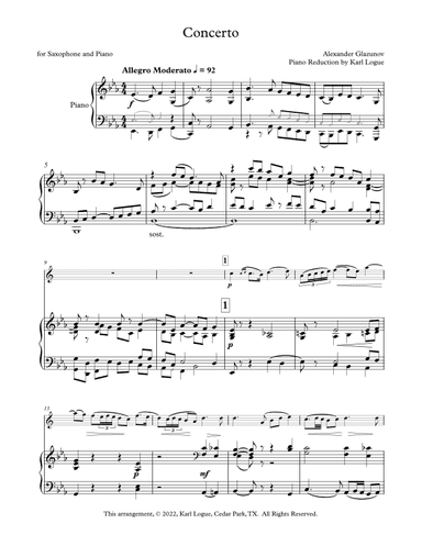 Concerto in Eb for Saxophone (arr. Karl Logue)
