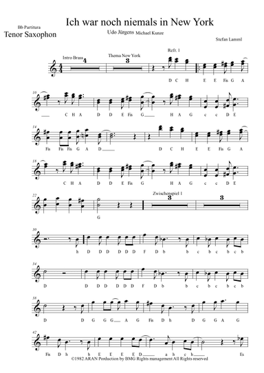Ich War Noch Niemals In New York (arr. Stefan Lamml)