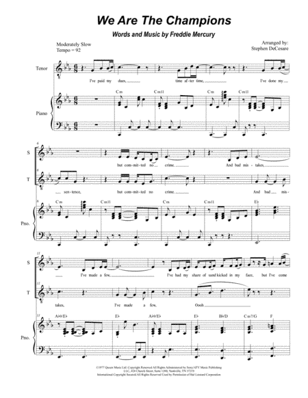 We Are The Champions (arr. Stephen DeCesare)