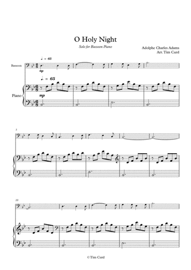 O Holy Night. For Solo Bassoon and Piano (arr. Tim Curd)